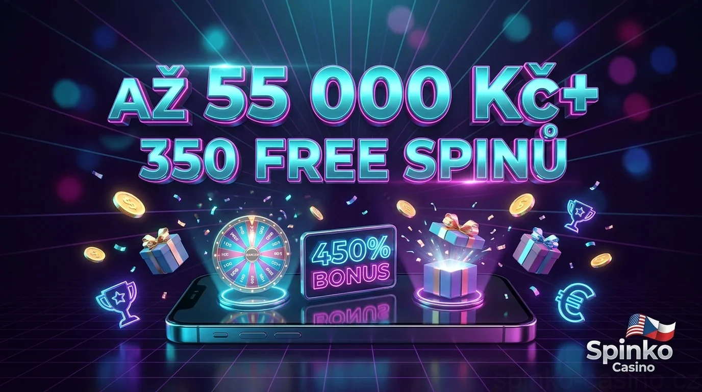 AŽ 55 000 Kč+ 350 FREE SPINŮ
